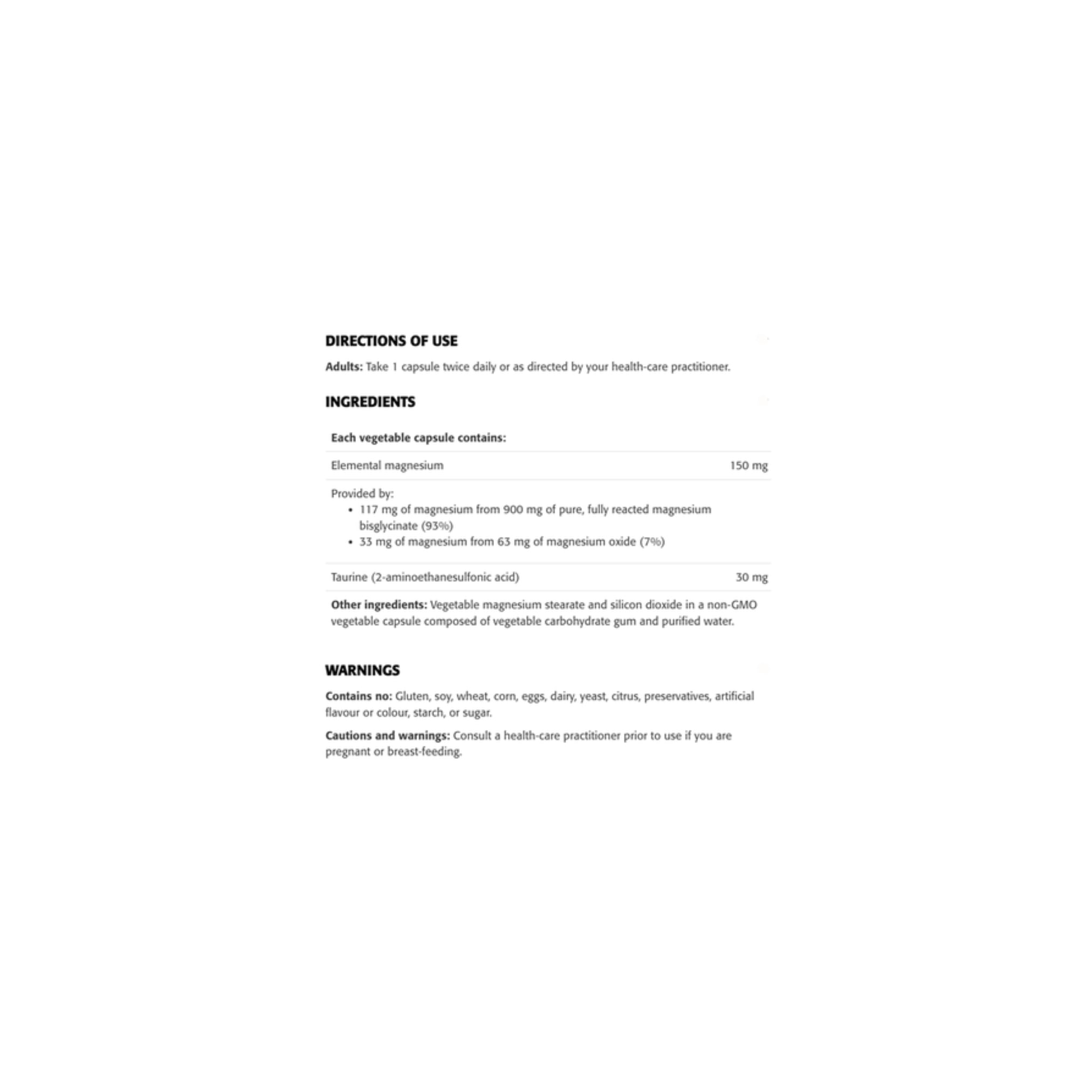 Magnesium_Bisglycinate_115mg_Taurine_Ingredients-New Roots
